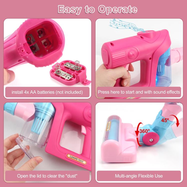 Children Pretend Play Electric Simulation Sound and Light Vacuum Cleaner with Base - Pink