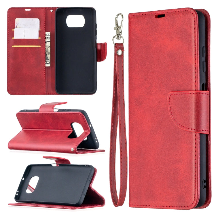 For Xiaomi Poco X3 Retro Lambskin Texture Pure Color Horizontal Flip PU Leather Case with Holder & Card Slots & Wallet & Lanyard