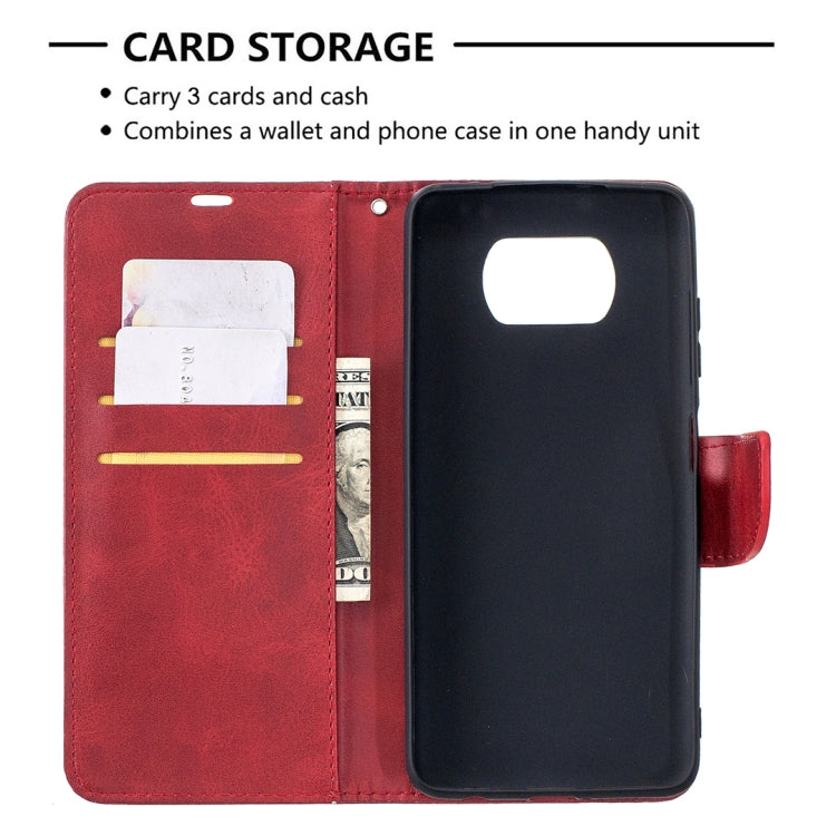 For Xiaomi Poco X3 Retro Lambskin Texture Pure Color Horizontal Flip PU Leather Case with Holder & Card Slots & Wallet & Lanyard