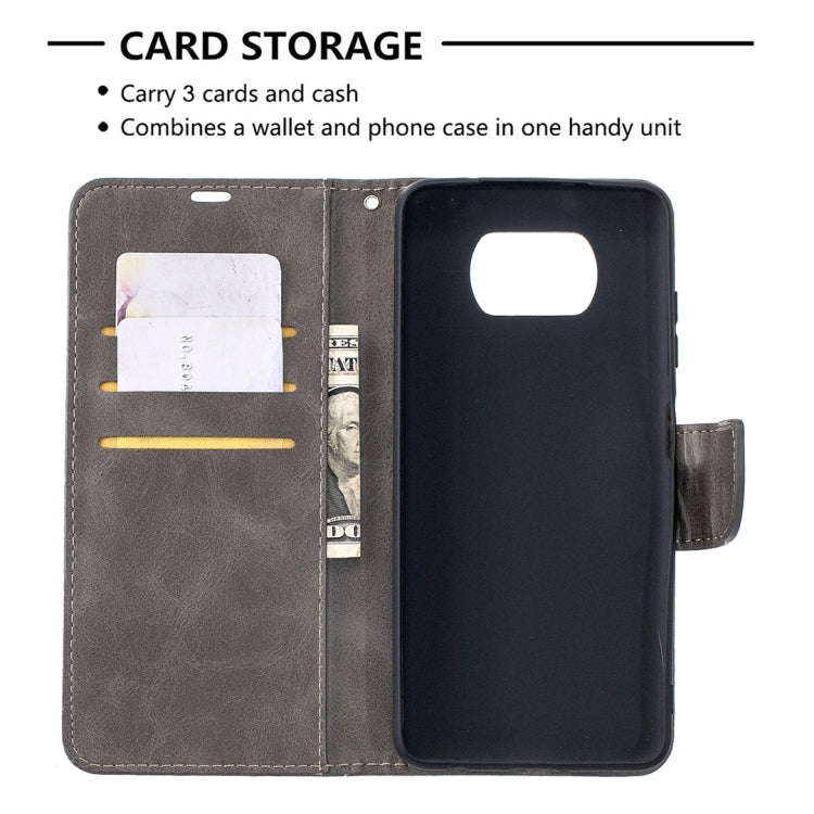 For Xiaomi Poco X3 Retro Lambskin Texture Pure Color Horizontal Flip PU Leather Case with Holder & Card Slots & Wallet & Lanyard