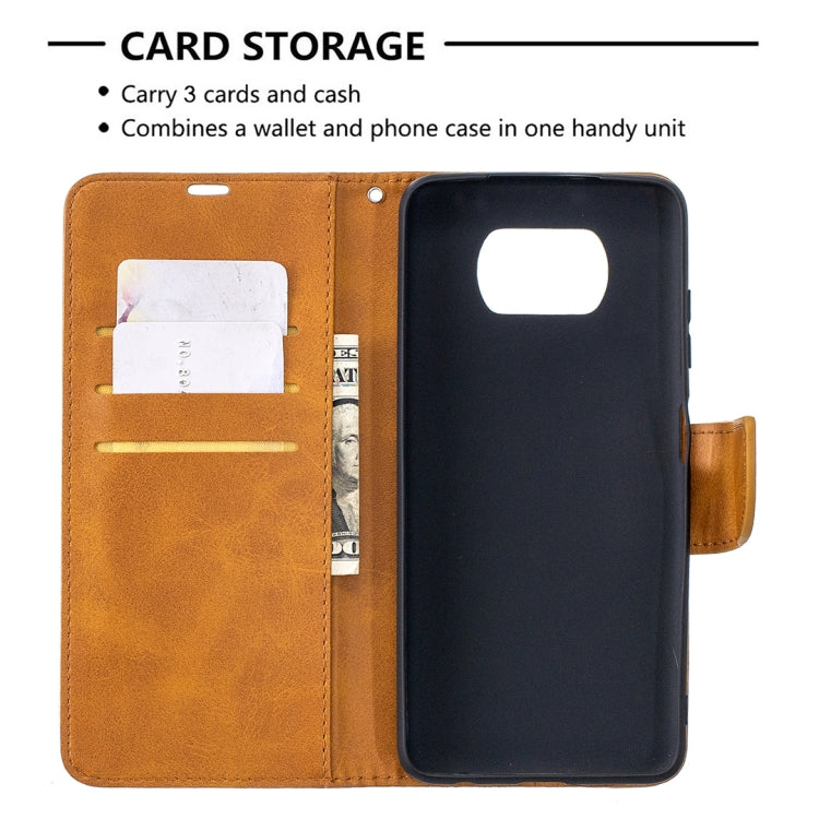 For Xiaomi Poco X3 Retro Lambskin Texture Pure Color Horizontal Flip PU Leather Case with Holder & Card Slots & Wallet & Lanyard