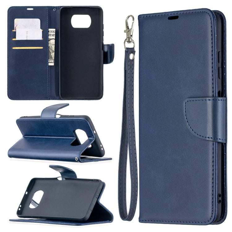 For Xiaomi Poco X3 Retro Lambskin Texture Pure Color Horizontal Flip PU Leather Case with Holder & Card Slots & Wallet & Lanyard