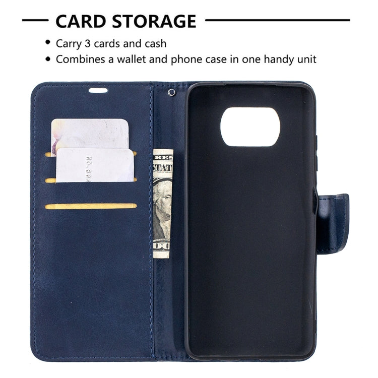 For Xiaomi Poco X3 Retro Lambskin Texture Pure Color Horizontal Flip PU Leather Case with Holder & Card Slots & Wallet & Lanyard
