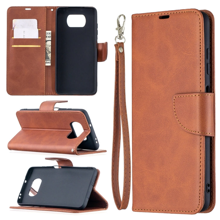 For Xiaomi Poco X3 Retro Lambskin Texture Pure Color Horizontal Flip PU Leather Case with Holder & Card Slots & Wallet & Lanyard