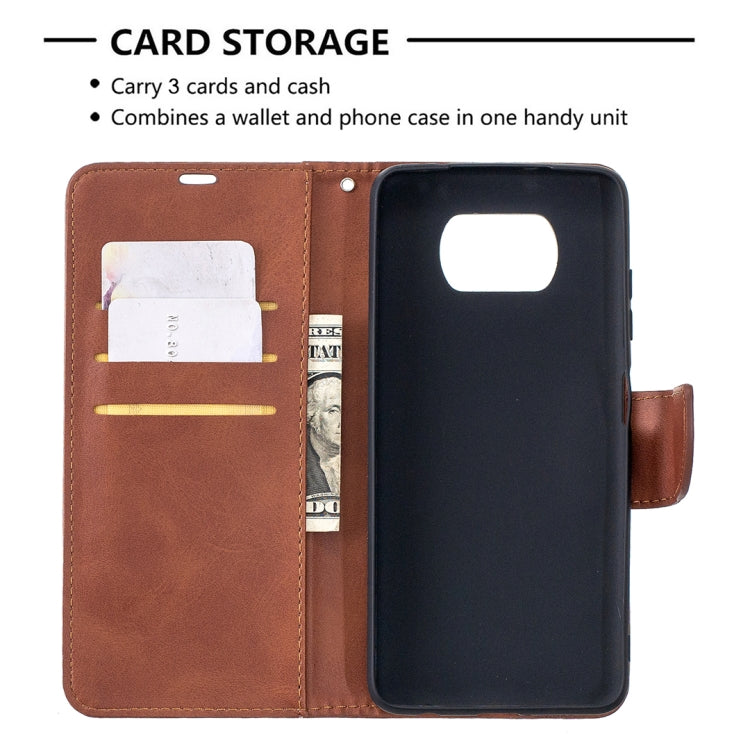 For Xiaomi Poco X3 Retro Lambskin Texture Pure Color Horizontal Flip PU Leather Case with Holder & Card Slots & Wallet & Lanyard