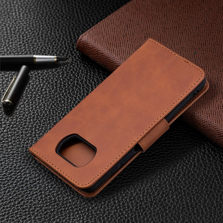 For Xiaomi Poco X3 Retro Lambskin Texture Pure Color Horizontal Flip PU Leather Case with Holder & Card Slots & Wallet & Lanyard