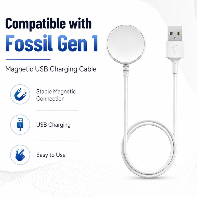 For Fossil Gen 1 xDfind USB Magnetic Watch Charger, Length: 1m - White
