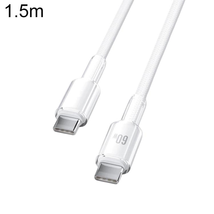 ABEEL A62 PD60W USB-C/Type-C to USB-C/Type-C Fast Charging Braided Data Cable Length: 1.5m White