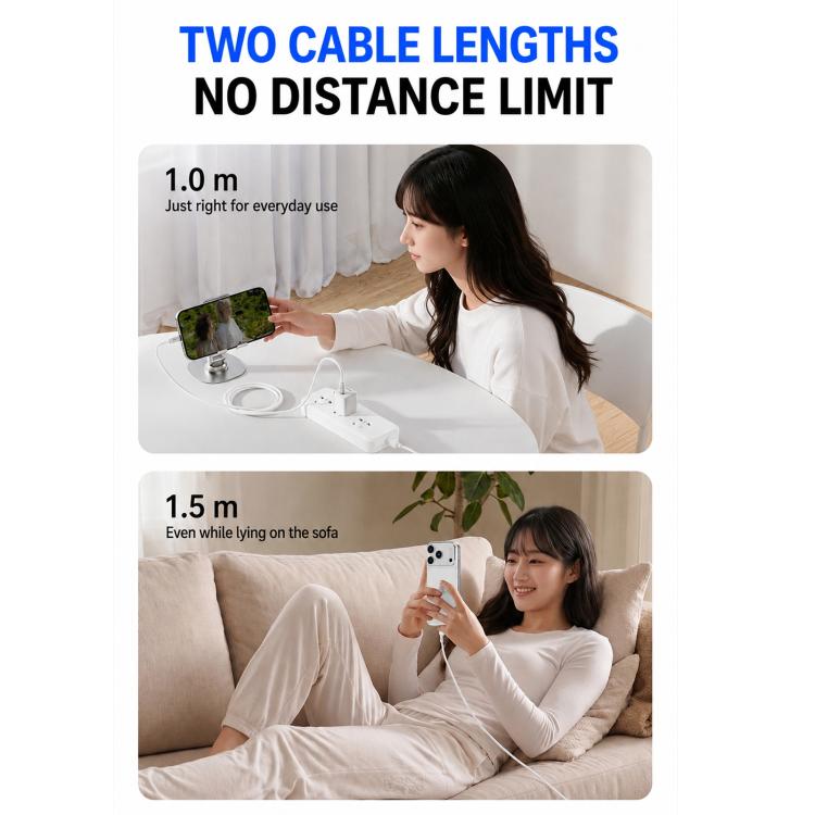 ABEEL A62 PD60W USB-C/Type-C to USB-C/Type-C Fast Charging Braided Data Cable Length: 1.5m White