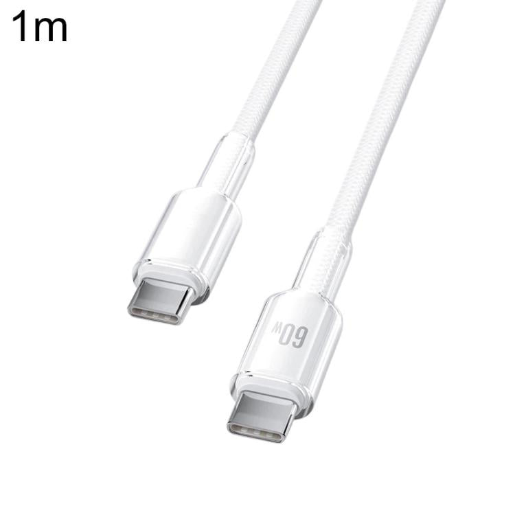 ABEEL A62 PD60W USB-C/Type-C to USB-C/Type-C Fast Charging Braided Data Cable Length: 1m White
