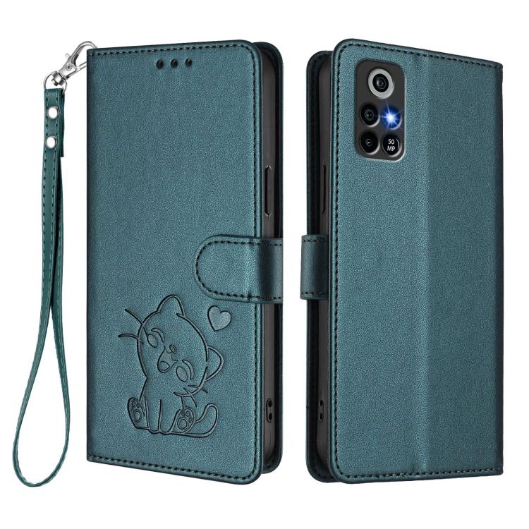 For Orbic Trophy 5G Verizon Embossed Heart Cat Leather Phone Case with Hand Strap