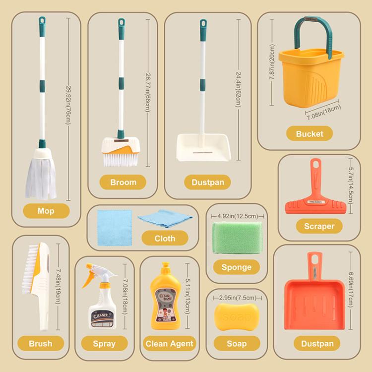6801-49 12pcs / Set Children Pretend Play Simulation Mini Cleaning Kit