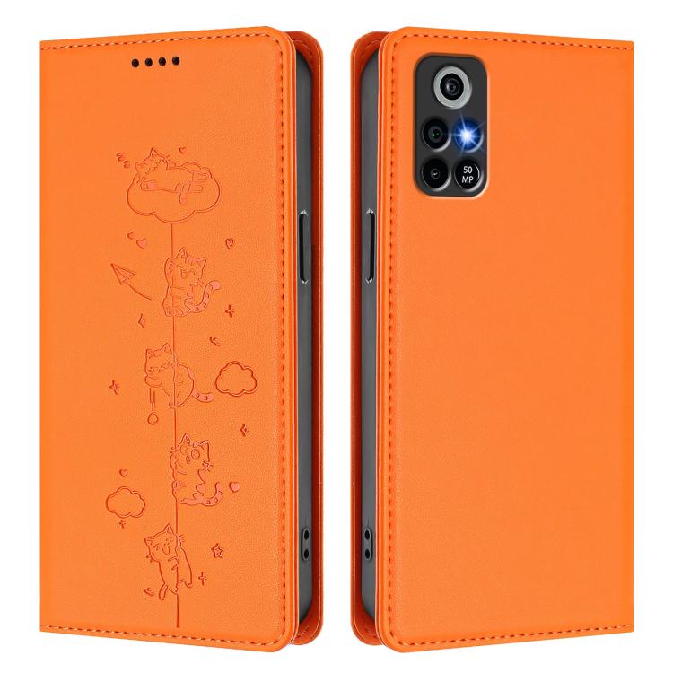 For Orbic Trophy 5G Verizon Cute Cats Embossed Magnetic RFID Vegan Leather Phone Case