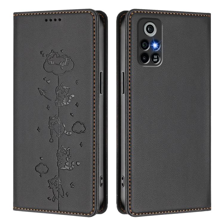 For Orbic Trophy 5G Verizon Cute Cats Embossed Magnetic RFID Vegan Leather Phone Case