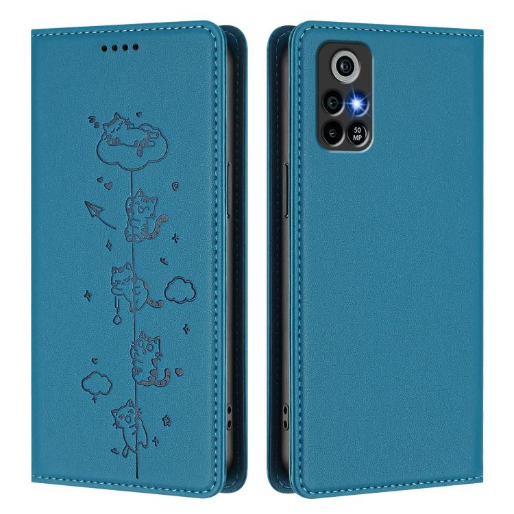 For Orbic Trophy 5G Verizon Cute Cats Embossed Magnetic RFID Vegan Leather Phone Case