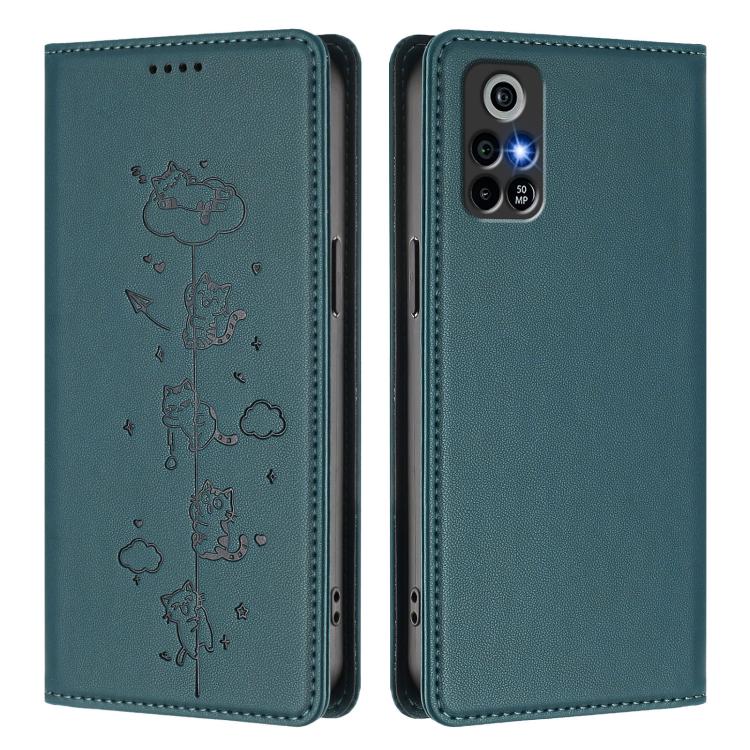 For Orbic Trophy 5G Verizon Cute Cats Embossed Magnetic RFID Vegan Leather Phone Case