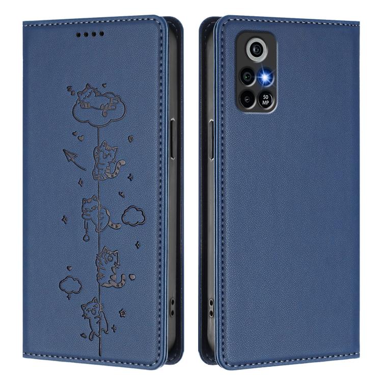 For Orbic Trophy 5G Verizon Cute Cats Embossed Magnetic RFID Vegan Leather Phone Case