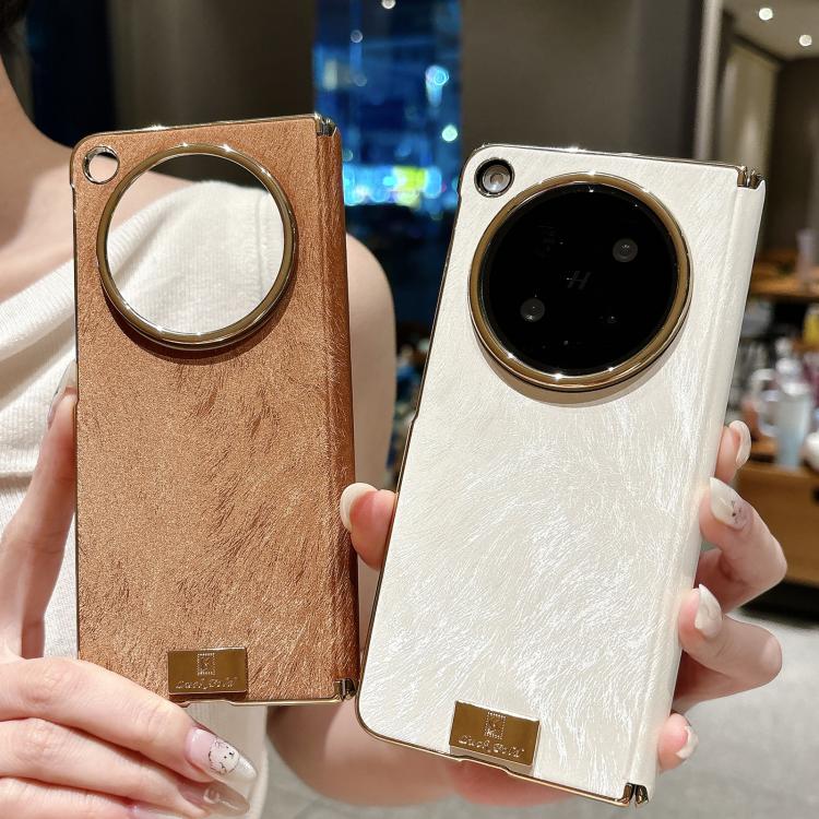 For OPPO Find N6 5G Electroplate Dual Axis Silk Texture PU Phone Case