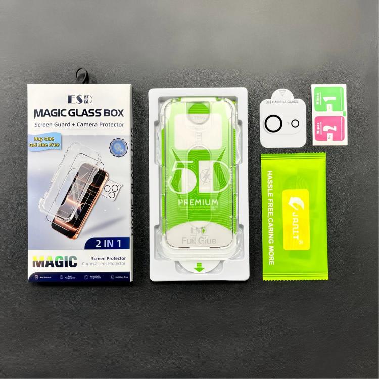 For iPhone 17e / 16e 10pcs 5D Curved Easy Install Dust-proof Box HD Tempered Glass Film with Lens Film