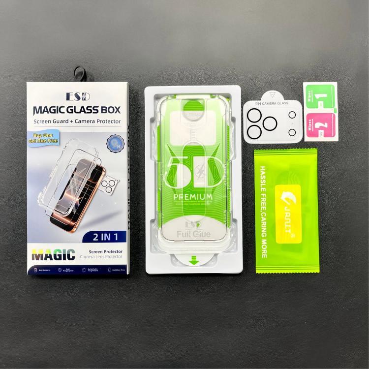 For iPhone 17 Pro Max 10pcs 5D Curved Easy Install Dust-proof Box HD Tempered Glass Film with Lens Film