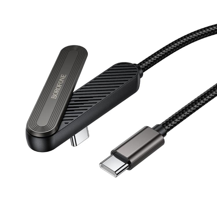 Borofone BX125 Type-C to Type-C Phone Holder 60W Elbow Fast Charging Data Cable, Length: 1m - Black