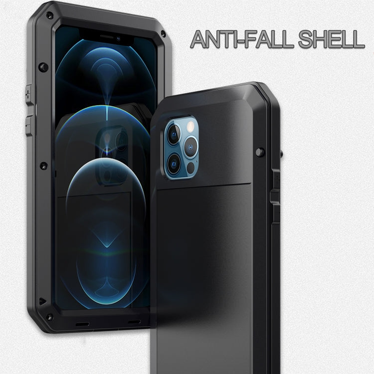 For iPhone 12 / 12 Pro Shockproof Waterproof Silicone + Zinc Alloy Protective Case
