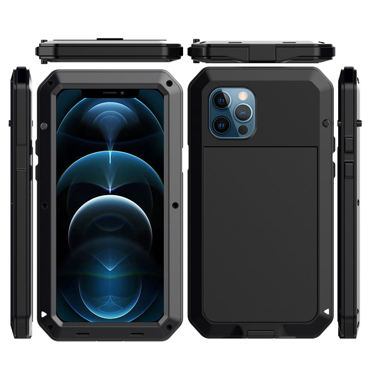 For iPhone 12 Pro Max Shockproof Waterproof Silicone + Zinc Alloy Protective Case