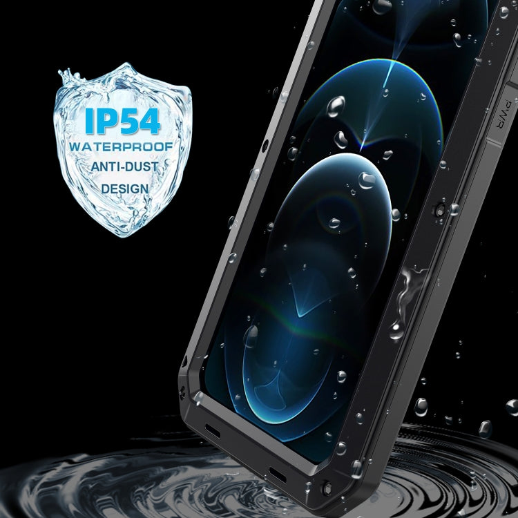For iPhone 12 Pro Max Shockproof Waterproof Silicone + Zinc Alloy Protective Case