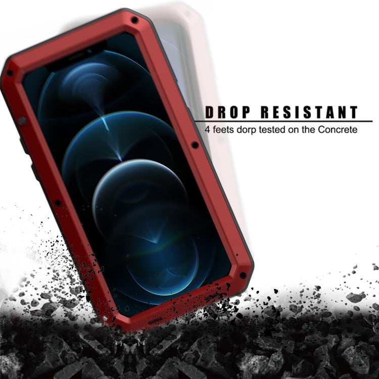 For iPhone 12 Pro Max Shockproof Waterproof Silicone + Zinc Alloy Protective Case
