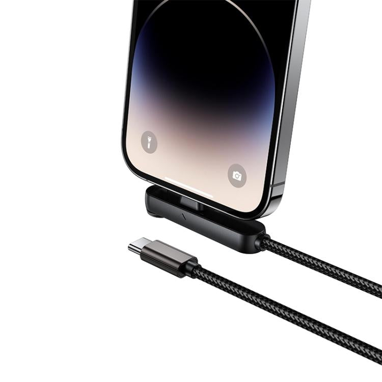 Borofone BX125 Type-C to 8 Pin Phone Holder 30W Elbow Fast Charging Data Cable, Length: 1m - Black