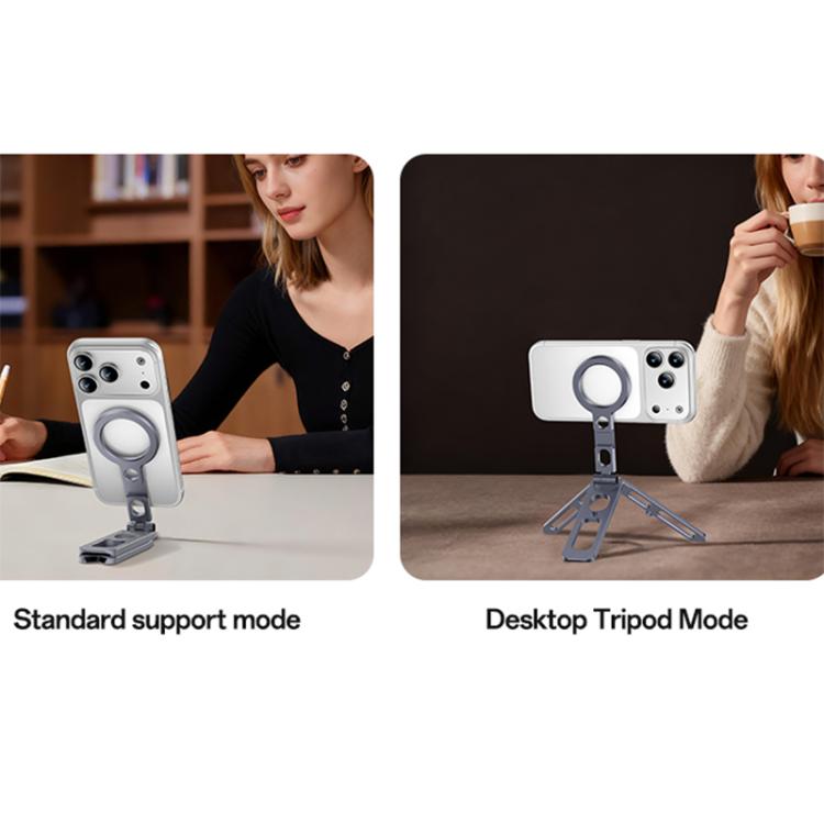 Yesido C231 Portable Folding Aluminum Alloy Tripod Desktop Magnetic Phone Selfie Stick Holder - Tarnish