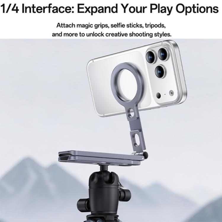Yesido C231 Portable Folding Aluminum Alloy Tripod Desktop Magnetic Phone Selfie Stick Holder - Tarnish