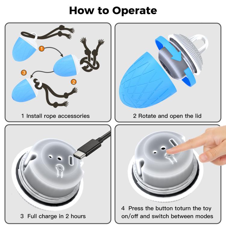 O20 Smart Automatic Pet Toy Ball Dog Training with Light & Sound & Rope