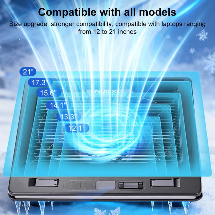 NUOXI C600 Colorful RGB Laptop Cooler Support 8-Level Adjustable Height, Specification:Single Fan - Black