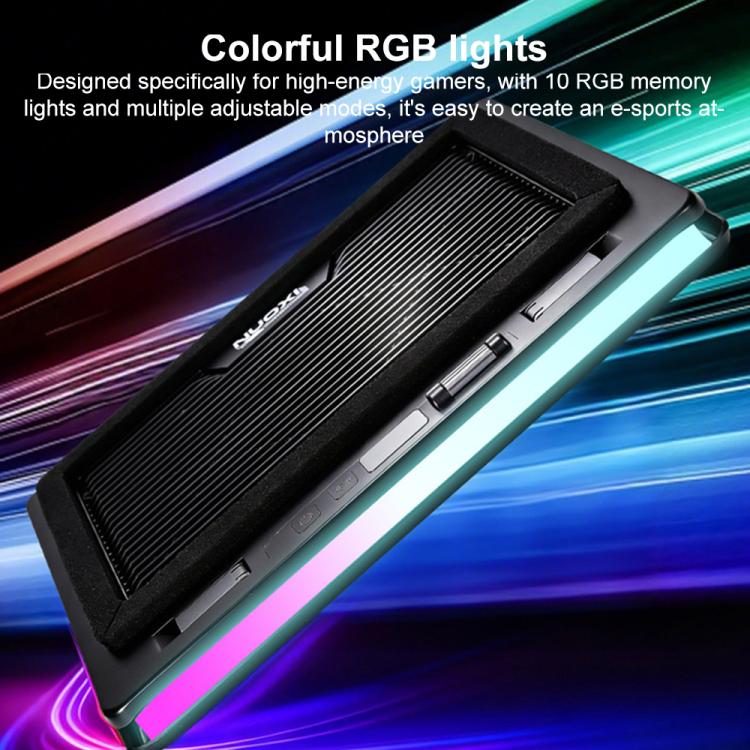 NUOXI C600 Colorful RGB Laptop Cooler Support 8-Level Adjustable Height, Specification:Single Fan - Black
