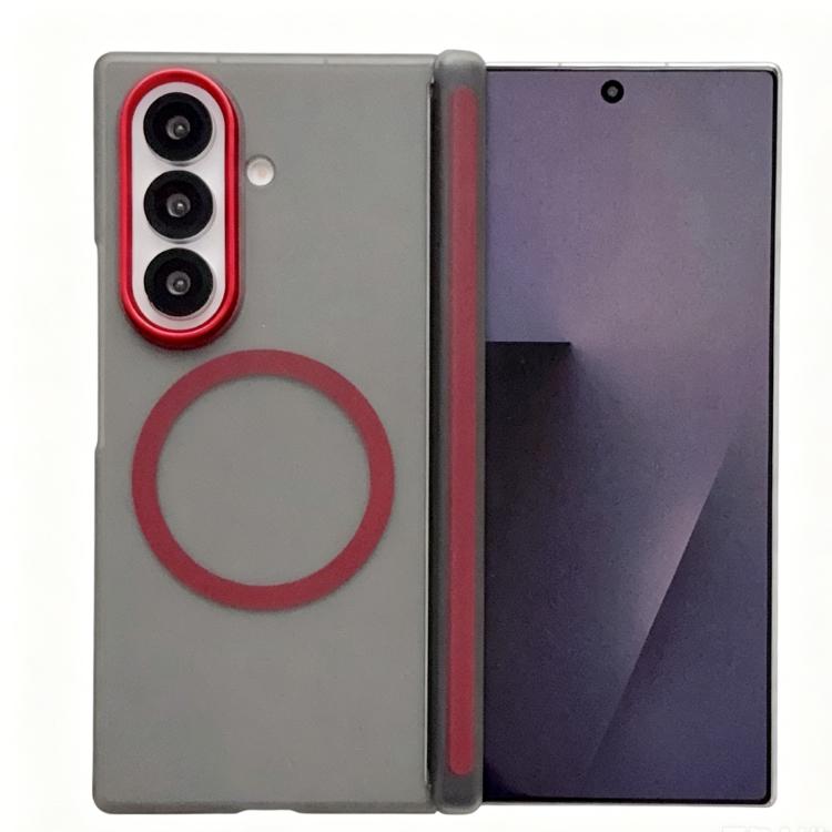 For Galaxy Z Fold5 Lens-Frame Shield Frosted Magnetic Phone Case