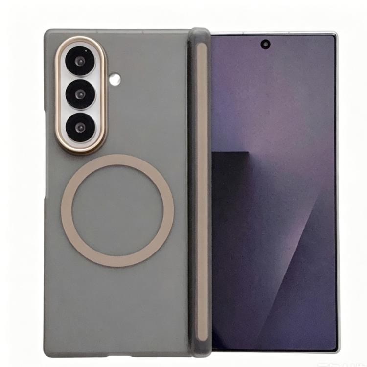 For Galaxy Z Fold5 Lens-Frame Shield Frosted Magnetic Phone Case