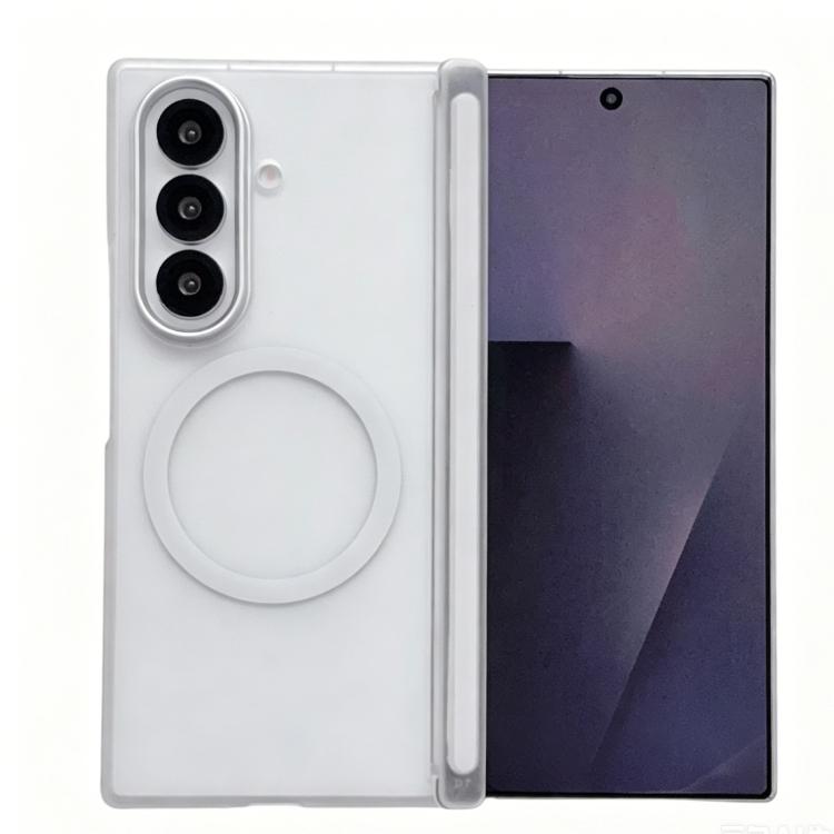 For Galaxy Z Fold5 Lens-Frame Shield Frosted Magnetic Phone Case