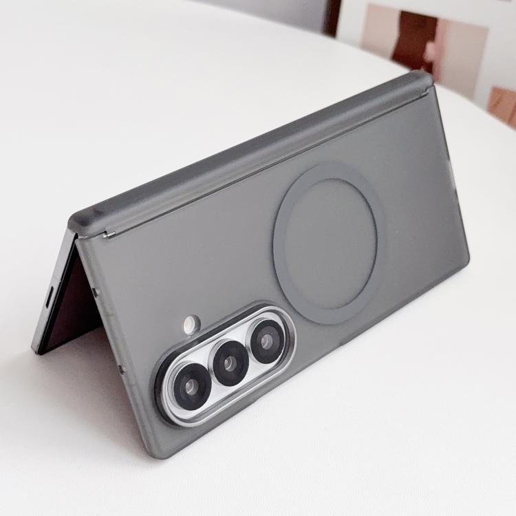 For Galaxy Z Fold5 Lens-Frame Shield Frosted Magnetic Phone Case