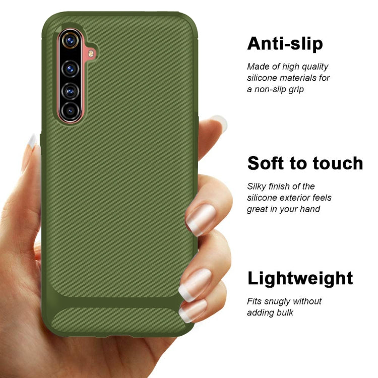 For OPPO Realme 6 Carbon Fiber Texture Shockproof TPU Protective Case