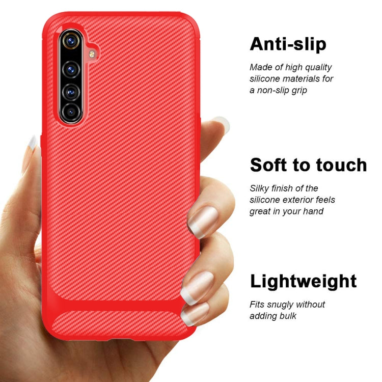 For OPPO Realme 6 Pro Carbon Fiber Texture Shockproof TPU Protective Case