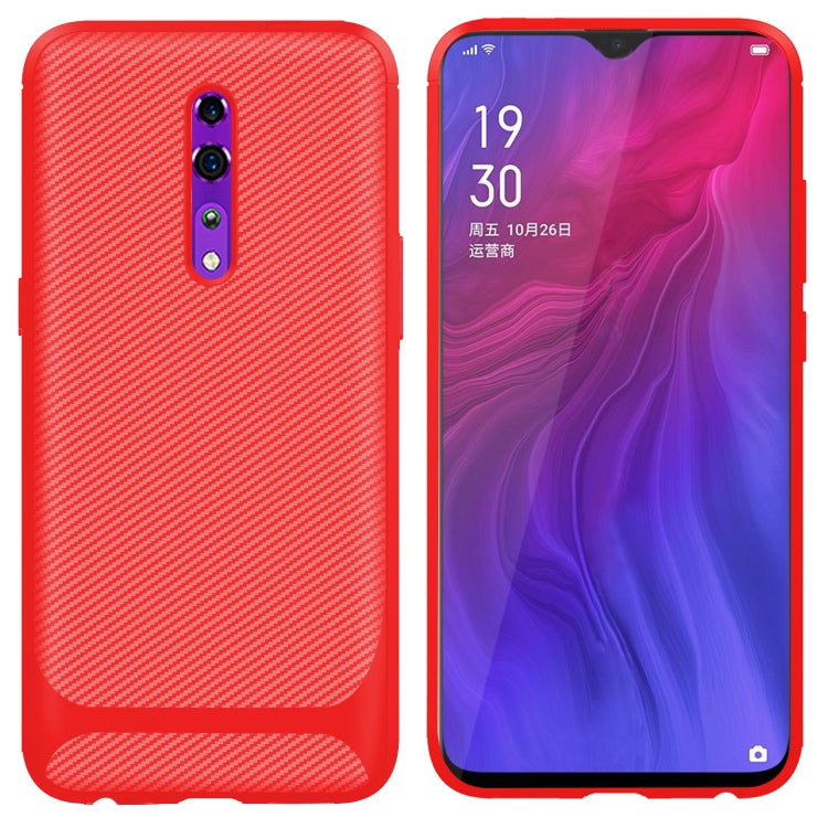 For OPPO Reno Carbon Fiber Texture Shockproof TPU Protective Case