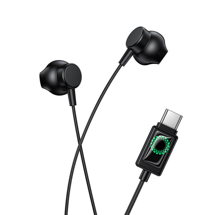 hoco M118 Type-C Column Universal Digital Earphones with Microphone - Black