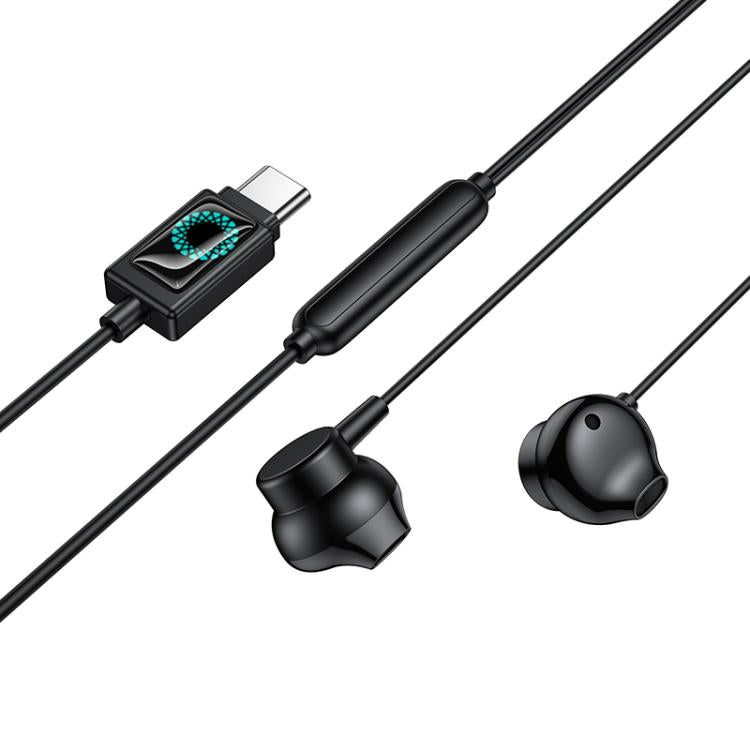 hoco M118 Type-C Column Universal Digital Earphones with Microphone - Black