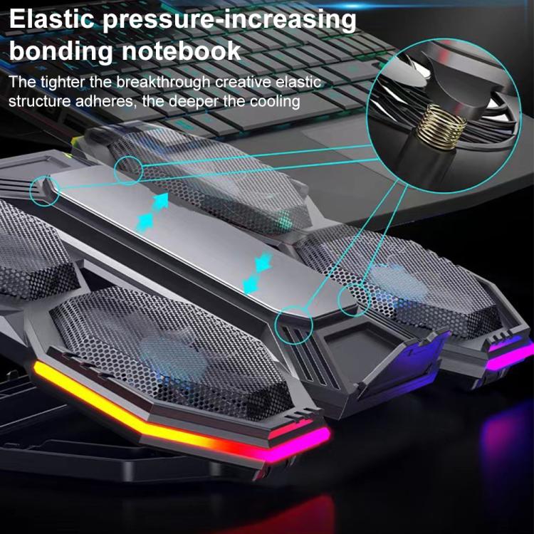 NUOXI F32 6-Level Height Adjustable RGB Laptop Cooler, Style:With Semiconductor Cooling