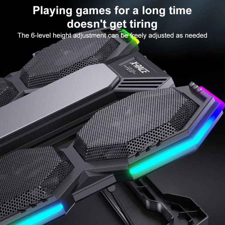 NUOXI F32 6-Level Height Adjustable RGB Laptop Cooler, Style:With Semiconductor Cooling