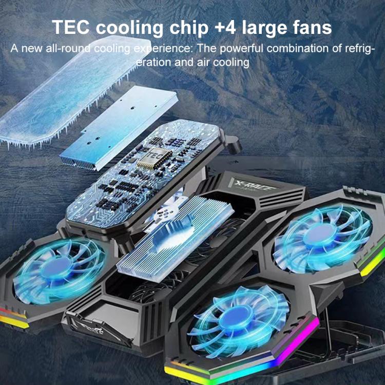 NUOXI F32 6-Level Height Adjustable RGB Laptop Cooler, Style:With Semiconductor Cooling