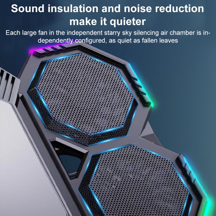 NUOXI F32 6-Level Height Adjustable RGB Laptop Cooler, Style:With Semiconductor Cooling