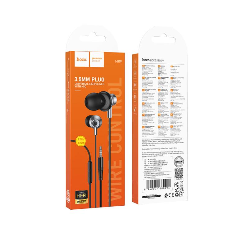 hoco M119 Mia 3.5mm Universal Digital Earphones with Microphone