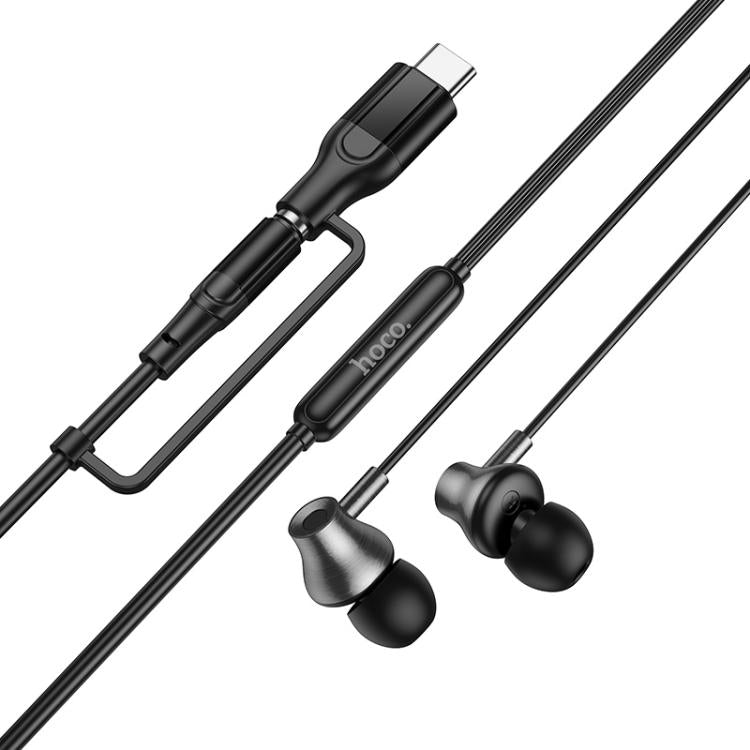 hoco M119A Mia 2-in-1 3.5mm & Type-C Universal Digital Earphones with Microphone - Black
